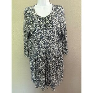 Peruvian Connection Blue Floral Dress 
XS Pima Blend Lightweight Short Summer